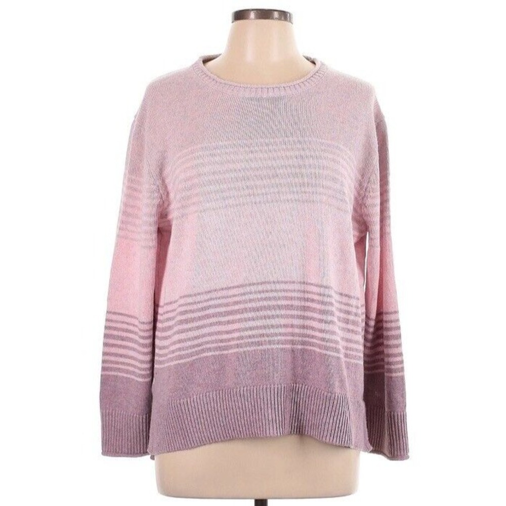 Ella Moss Striped Crew Neck Long Sleeve Sweater Pink Purple Size XL